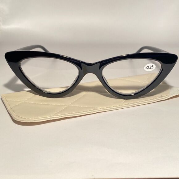 1172 Emma Cateye Reading Glasses 2.25 Black Readers NWT - Picture 2 of 9